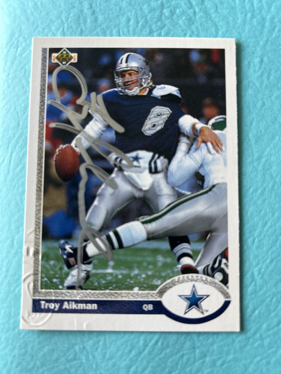 Troy Aikman Dallas Cowboys NFL Autograph Hand Signed Auto Football Card Upper Deck