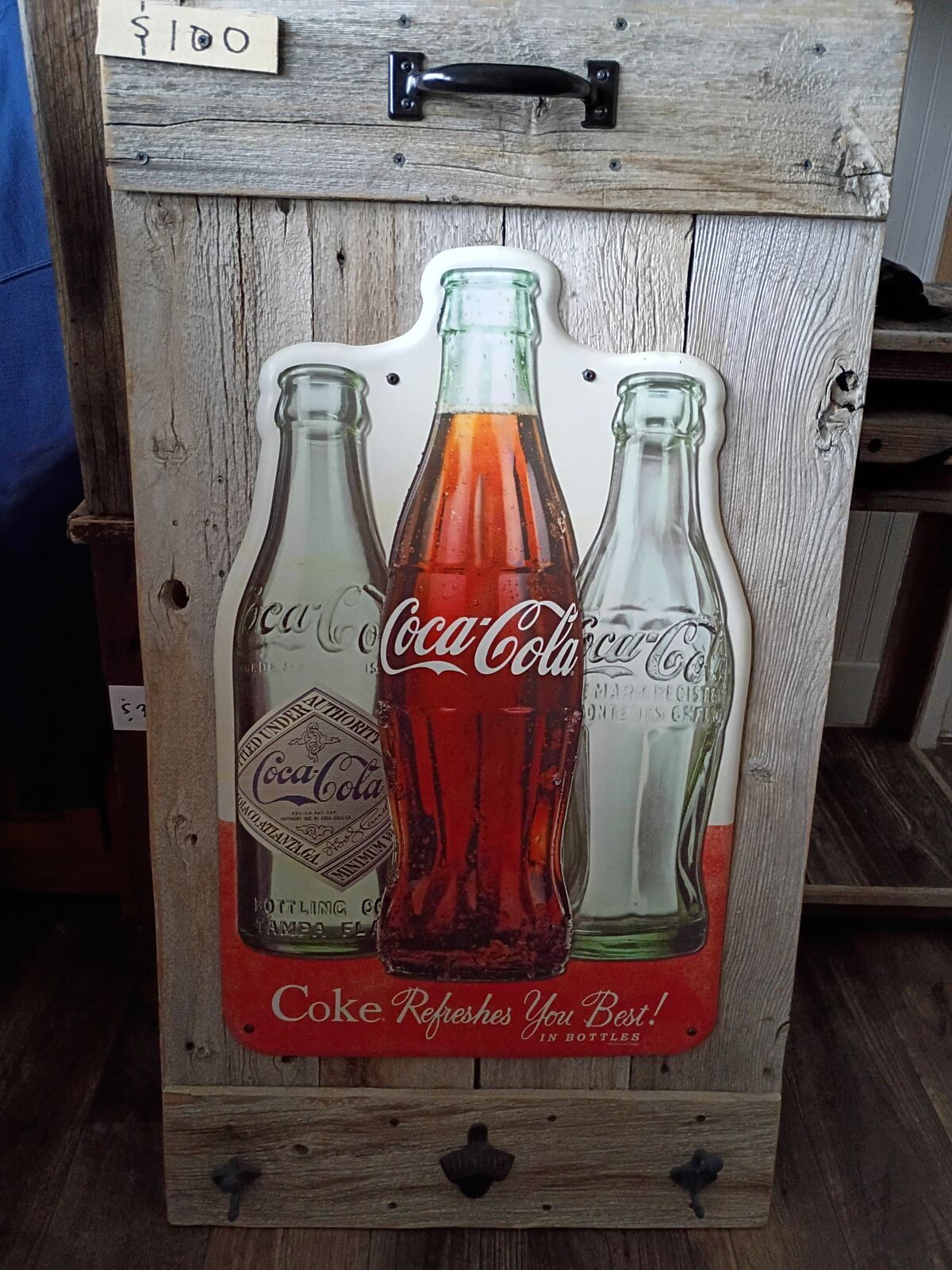 Large Rustic Coke sign (coca cola)
