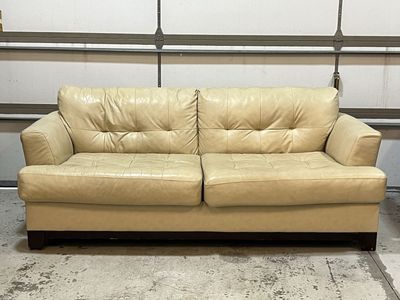 Tan leather couch