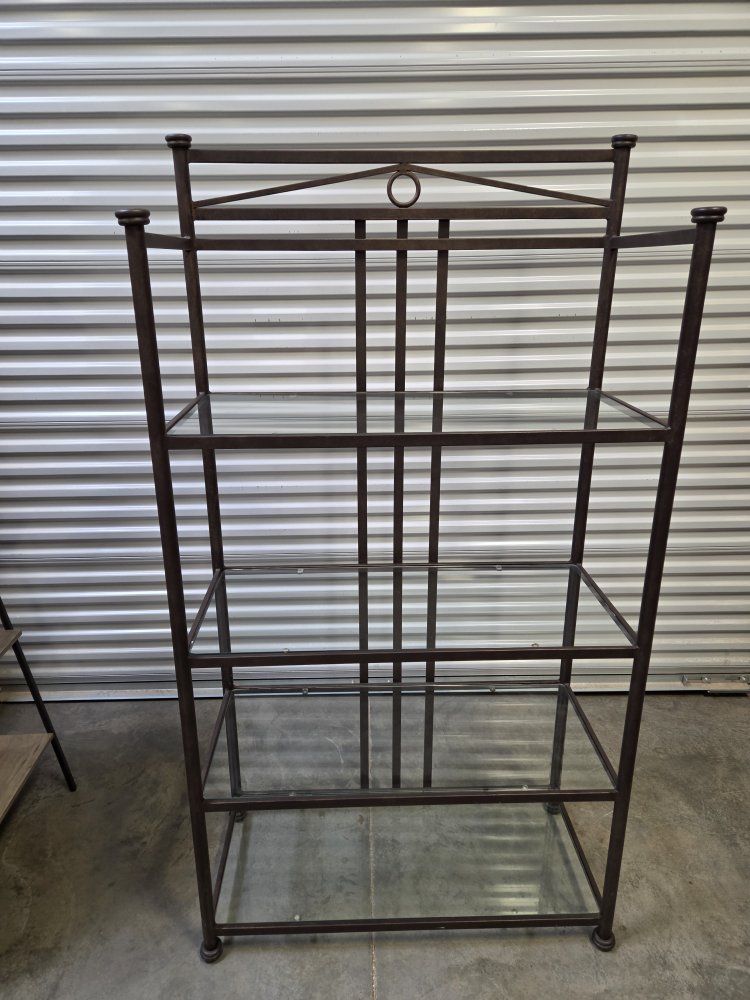 4 Tier Iron & Glass Display Shelf
