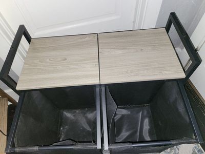 Rolling Laundry Hamper Cart with Removable Bins & Wood Grain Top