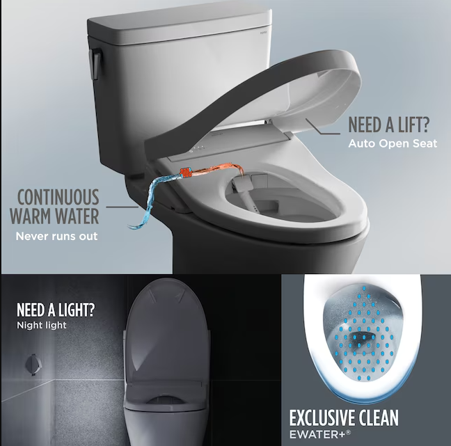 TOTO S7A Plastic Cotton White Elongated Heated Bidet Function Toilet Seat
