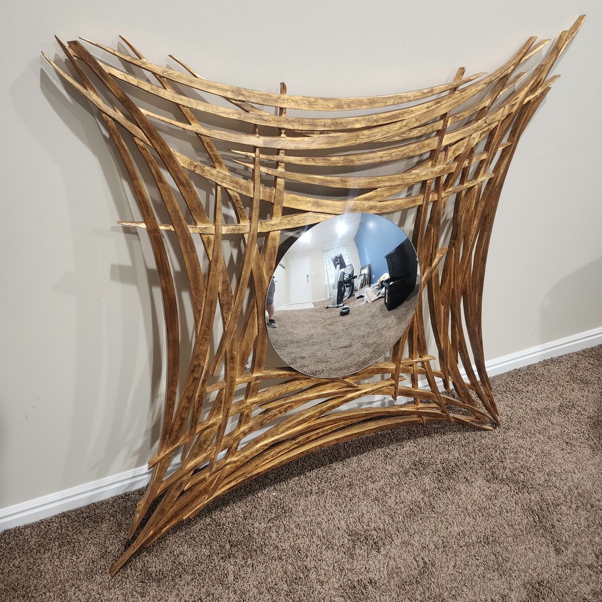 DESIGNER CHRISTOPER GUY NESTOR GOLD MIRROR STATEMENT PIECE KITE SHAPE BEVELED OVAL MIRROR FRENCH COUNTRY 