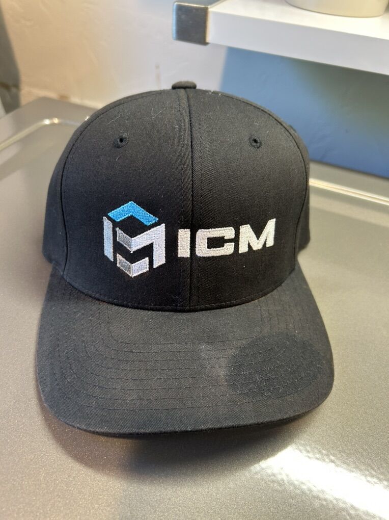 ICM Small Medium Fitted Black Flat Brim Hat