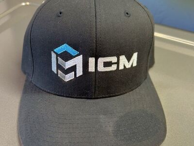 ICM Small Medium Fitted Black Flat Brim Hat