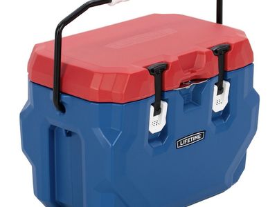Lifetime 28QT High Performance Cooler - Red & Blue, Portable Insulated Ice Chest