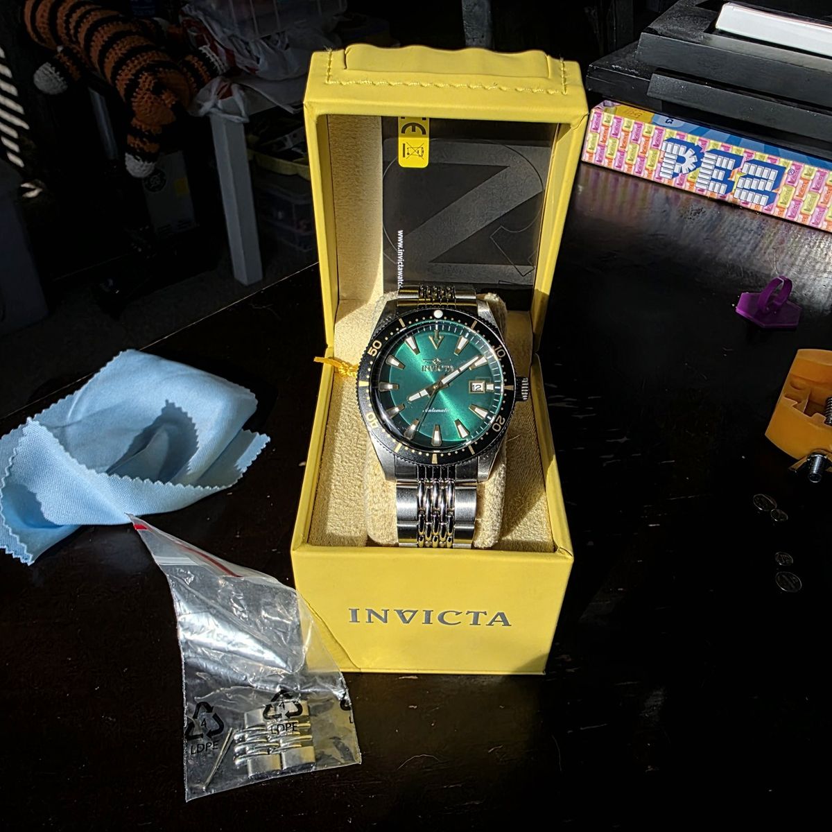 Invicta Automatic Watch Green Dial Stainless Steel with Box and Extra Links