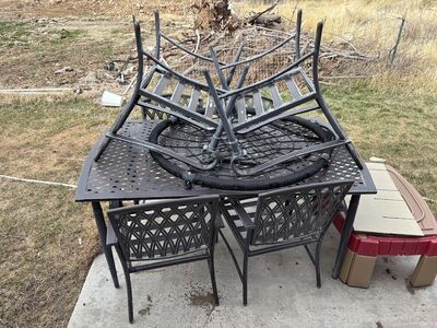 Outdoor Patio Metal Table and 6 Chair Dining Set