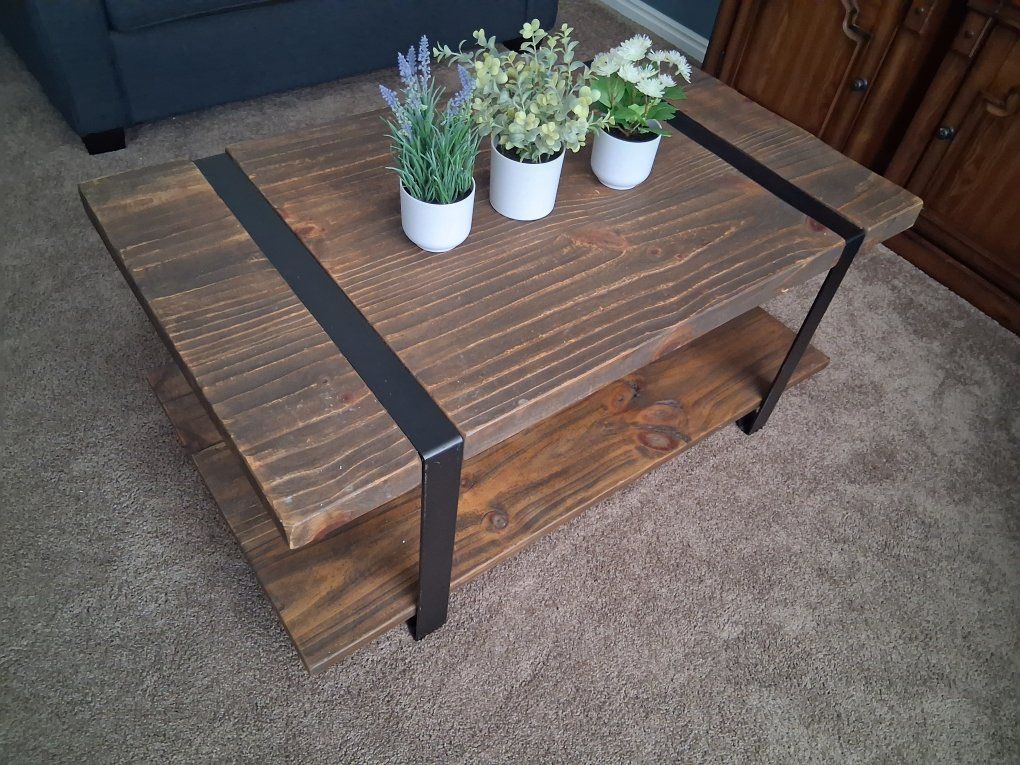 Rustic Wood Metal Coffee Table