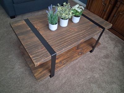 Rustic Wood Metal Coffee Table