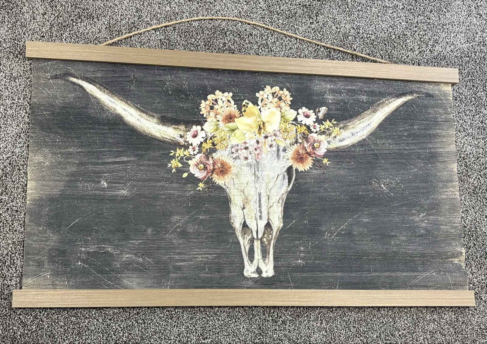 Bull skull with flowers tapestry