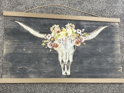 Bull skull with flowers tapestry