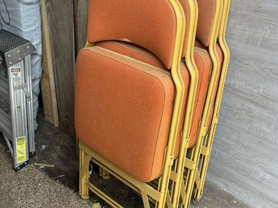 Vintage Orange Padded Folding Chairs Set of 4