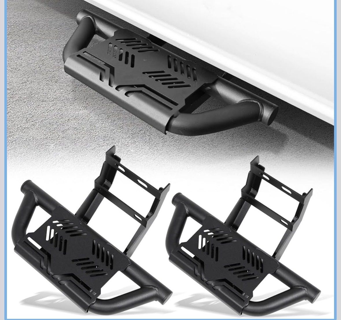 Dodge Ram 1500 Crew/Quad Cab (2019+) Black Powder-Coated 18" Nerf Bar Side Steps Running Boards