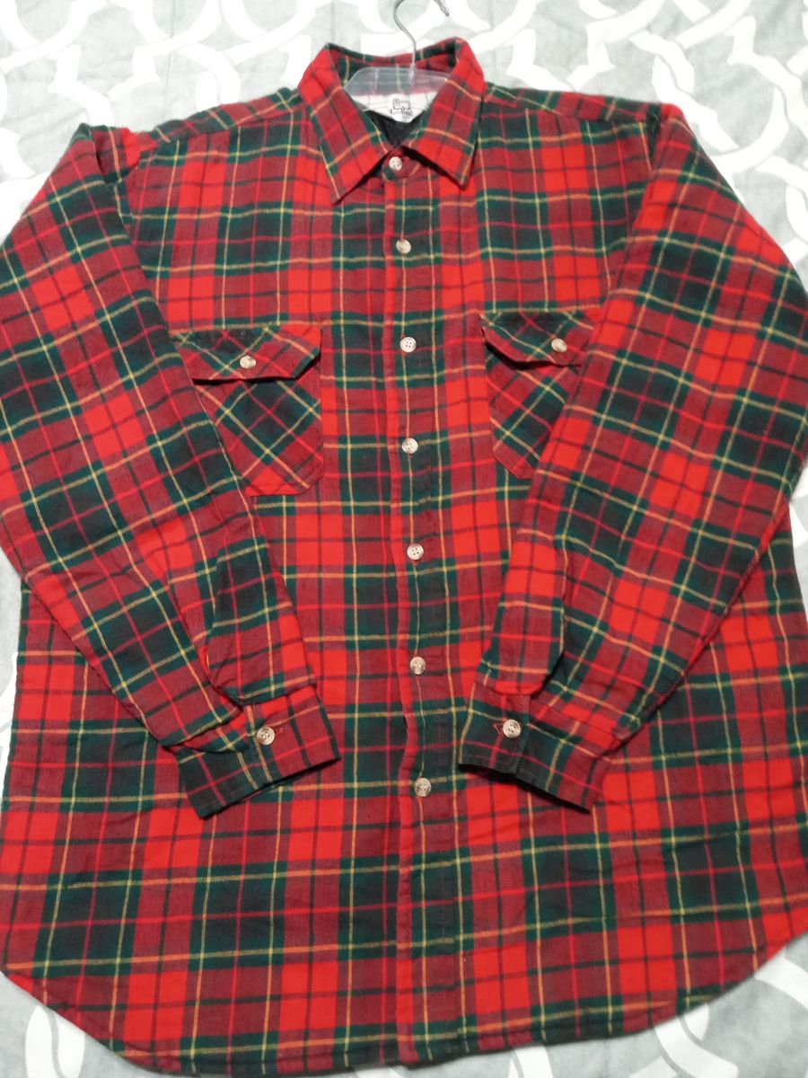 Woolrich Men's Red Green Plaid Quilted Lined Flannel Shirt Jacket Size L