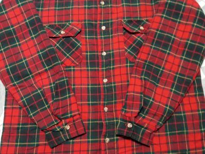 Woolrich Men's Red Green Plaid Quilted Lined Flannel Shirt Jacket Size L