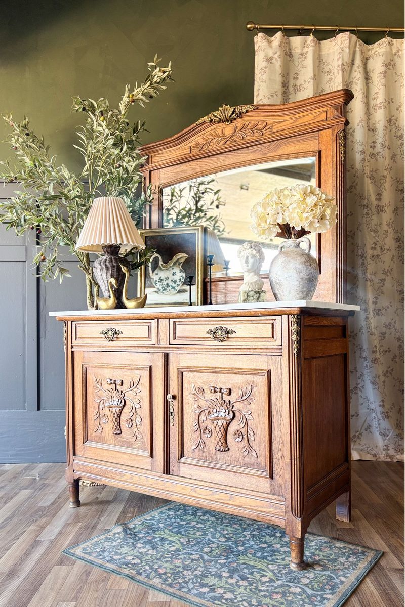 *FREE DELIVERY* Antique Marble & Oak Buffet/Dresser