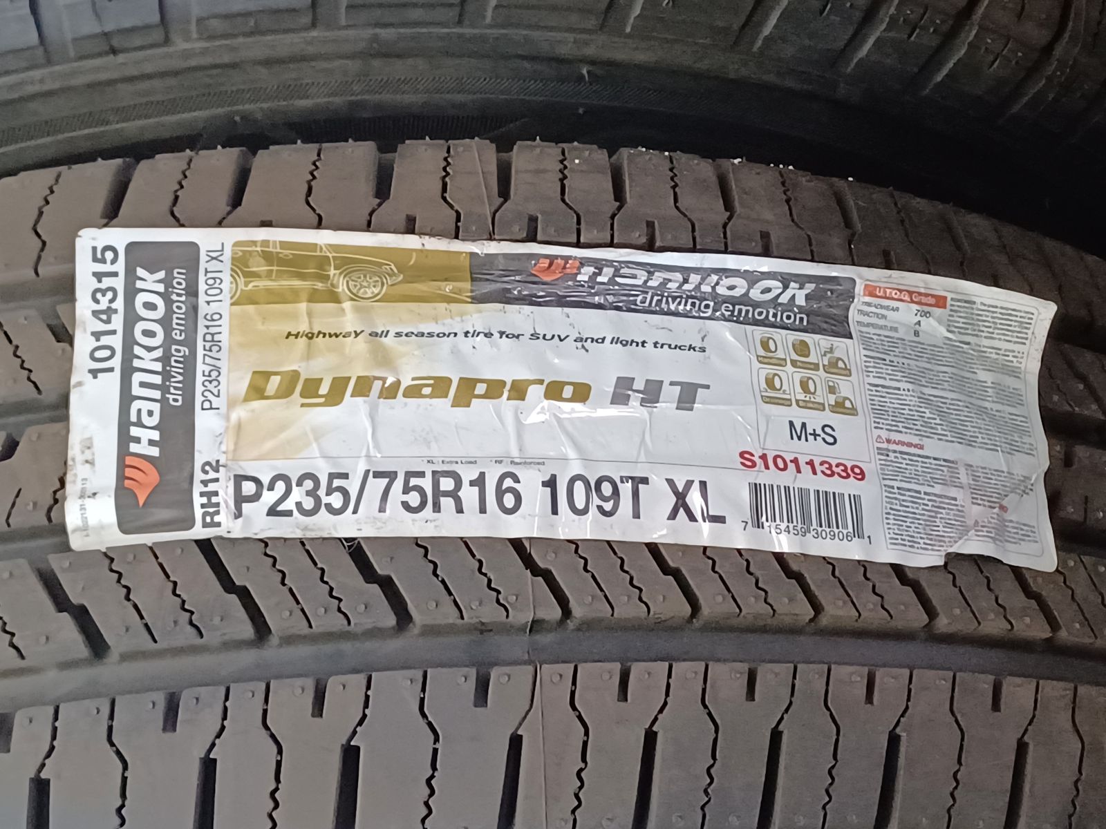 "NEW" Hankook Dynapro HT P235/75R16 109T XL SUV and Light Truck Tires 2 Tires only