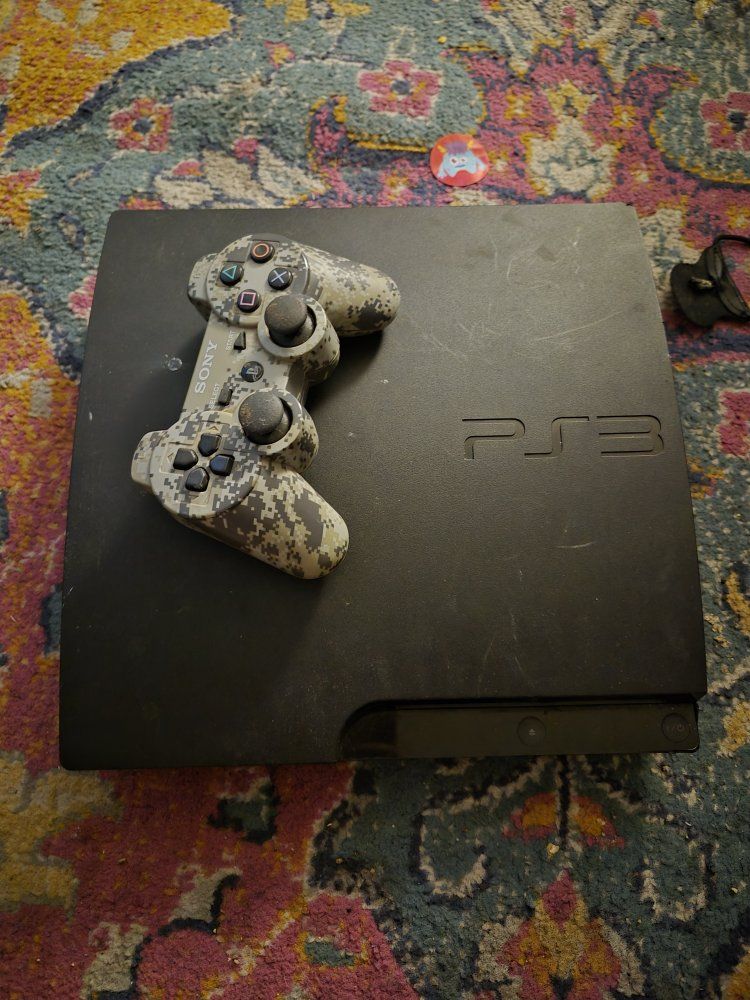 Sony PlayStation 3 PS3 Slim Console w/ Camouflage Controller (Used)