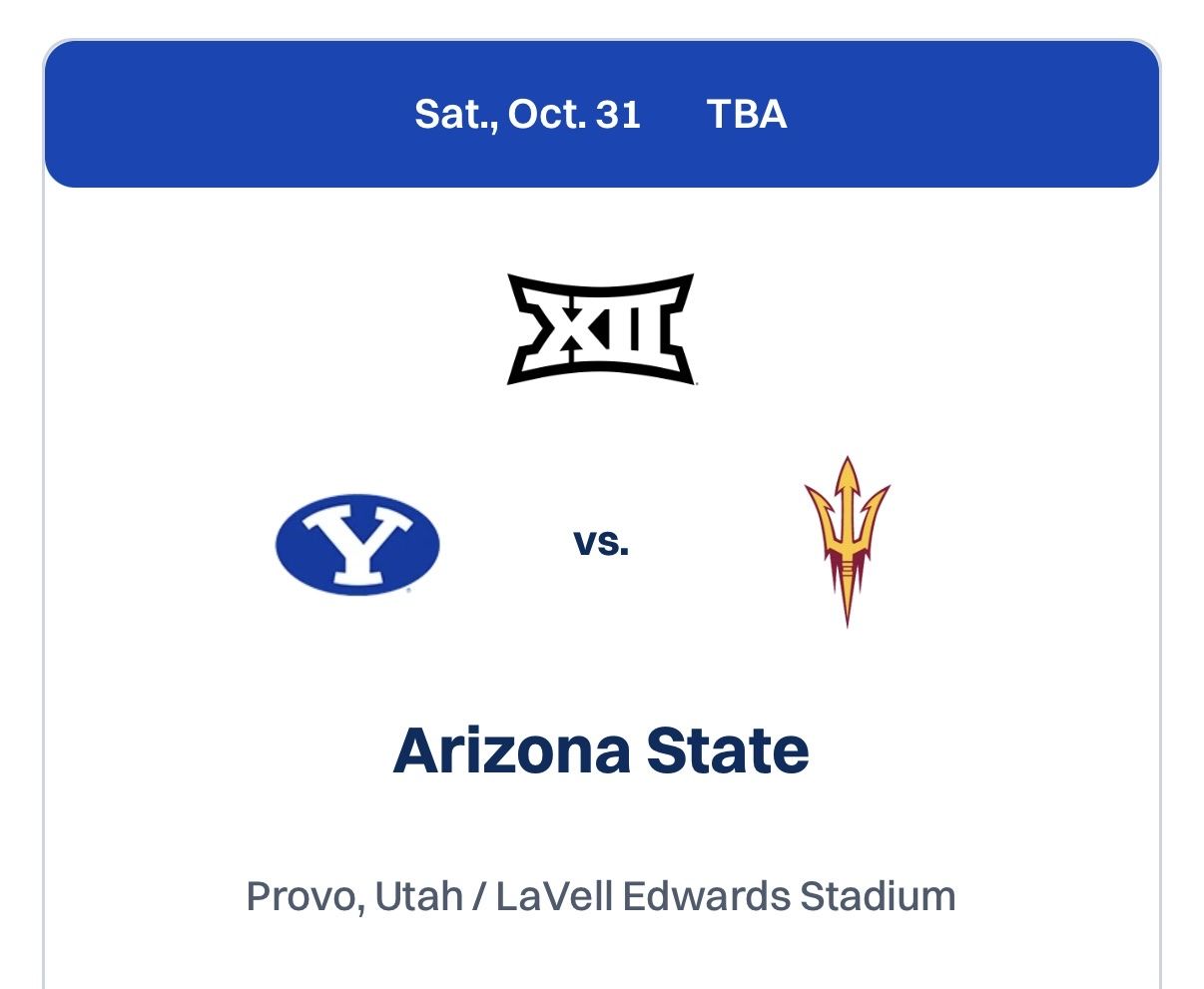 BYU Cougars vs. Arizona State Sun Devils Football Tickets - 8 Southwest endzone seats. 
