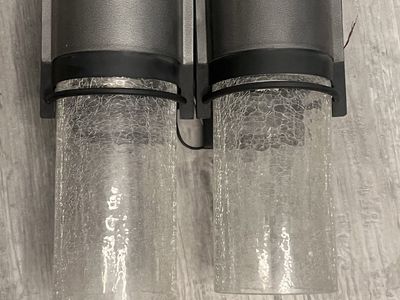 Set of 2 Outdoor Porch Lights Wall Sconces with Crackle Glass Cylinders