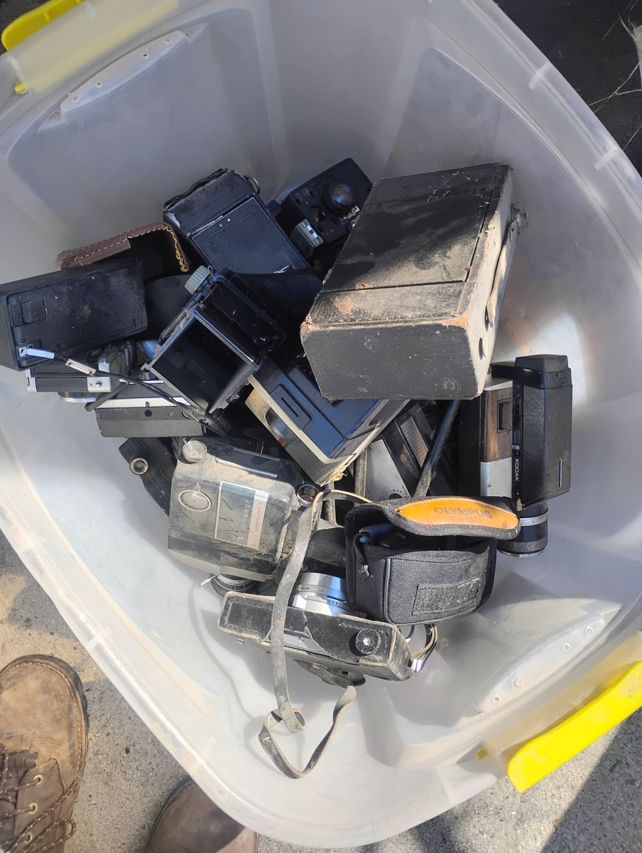 Lot of vintage and antique cameras