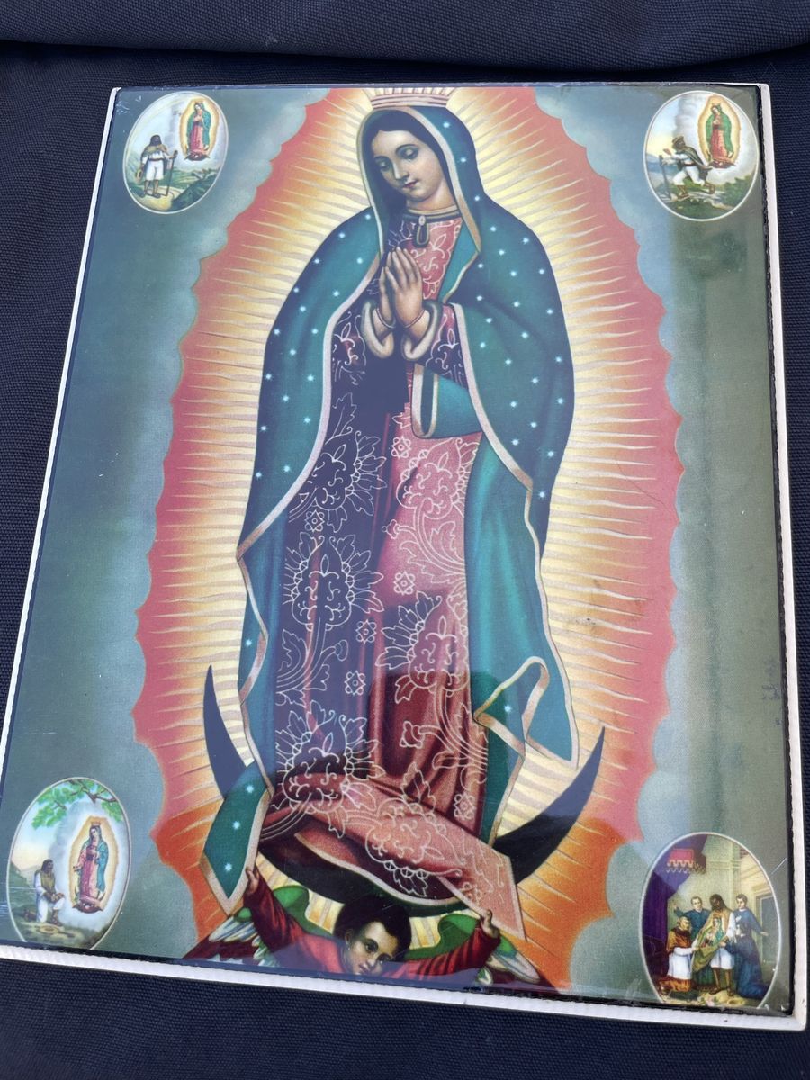 Vintage Our Lady of Guadalupe Wooden Plaque Wall Hanging - Religious Art Decor