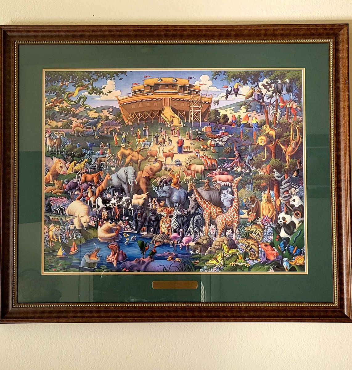 Delightful "Noah's Ark" Print Signed by Eric Dowdle 44" x 39"