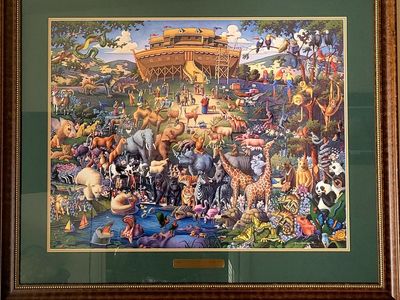 Delightful "Noah's Ark" Print Signed by Eric Dowdle 44" x 39"