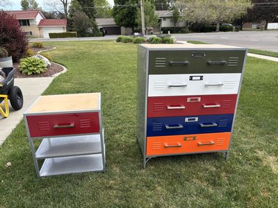 Metal Locker-style Dresser and Nightstand