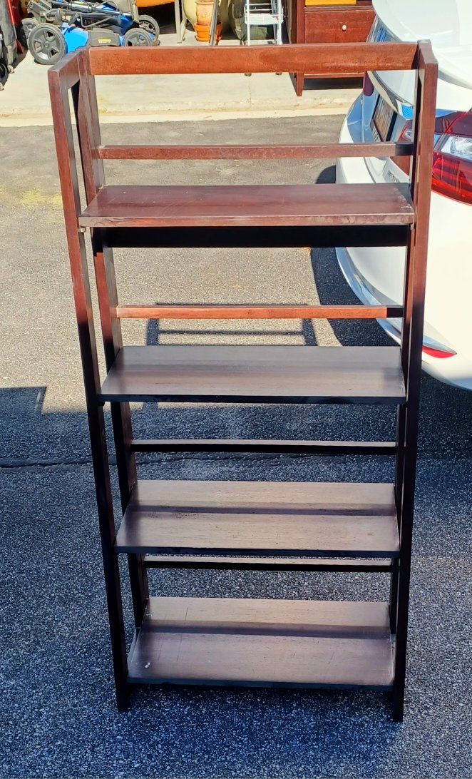 Wooden 4-Tier Ladder Bookcase - Espresso Finish - Collapsible