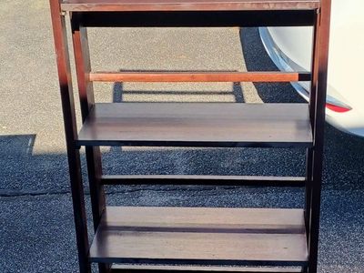 Wooden 4-Tier Ladder Bookcase - Espresso Finish - Collapsible