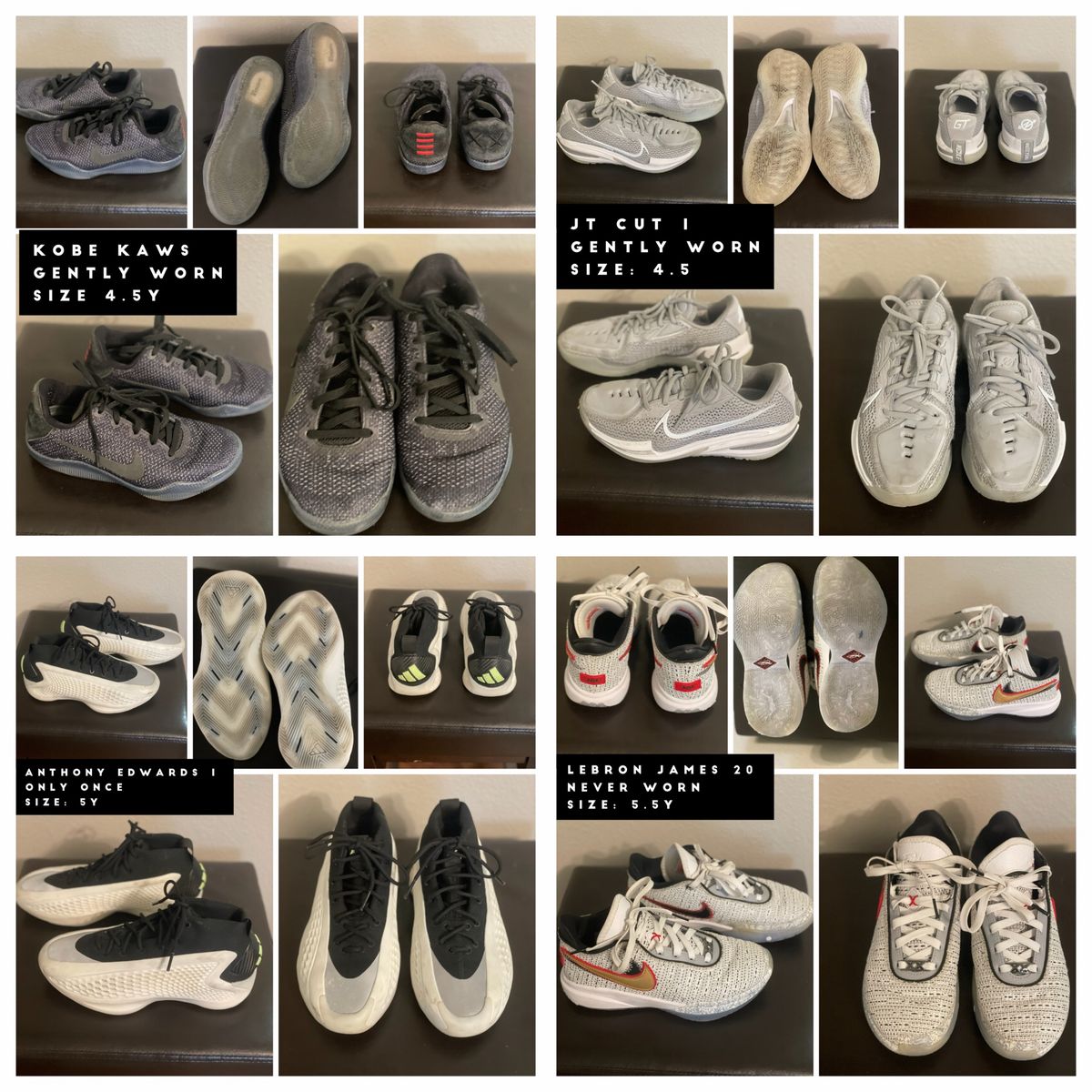 Variety of boys basketball shoes