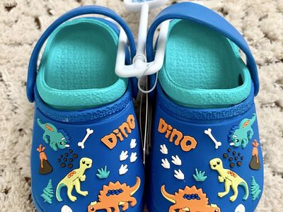 Blue Dinosaur Crocs - Toddler Size 8