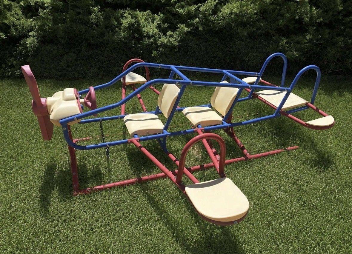 Lifetime Airplane Teeter-Totter Seesaw Play Structure, 5-Seater Outdoor Toy