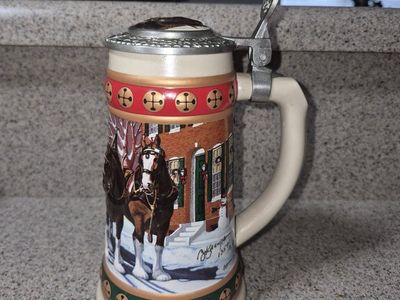1994 Budweiser Clydesdale Holiday Stein, Winter Scene, Ltd Edition