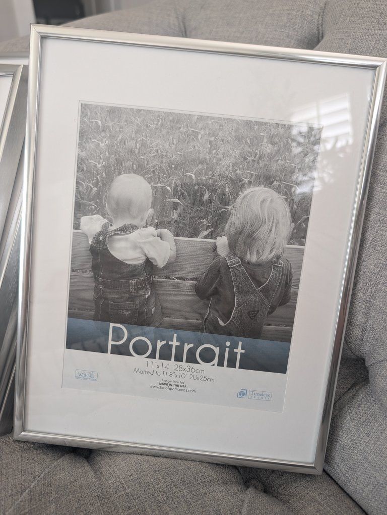 Home 11x14 Silver Portrait Picture Frame with Mat for 8x10 Photos