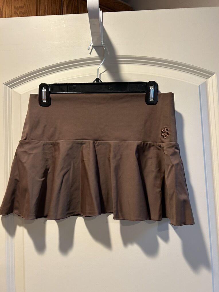 New Hapari Brown Ruffle Swim Skirt Medium