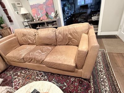 Camel Leather Couch and Chair