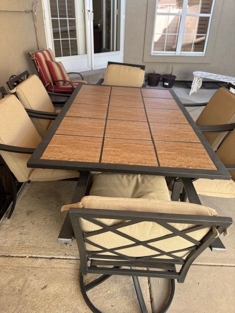 Large Tile-Top Patio Set- 6 Chairs