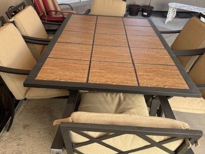 Large Tile-Top Patio Set- 6 Chairs