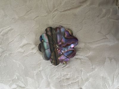 1930's Mother of Pearl Pin /Brooch with Silver From Mexico- Vintage