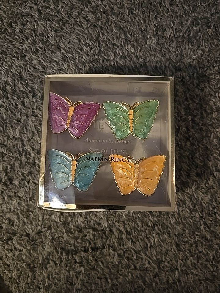 Lenox Butterfly Meadow Set of 4 Napkin Rings - Multicolored Enamel
