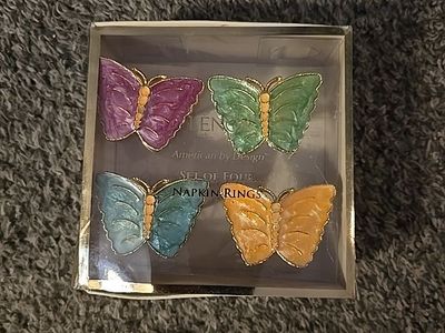 Lenox Butterfly Meadow Set of 4 Napkin Rings - Multicolored Enamel