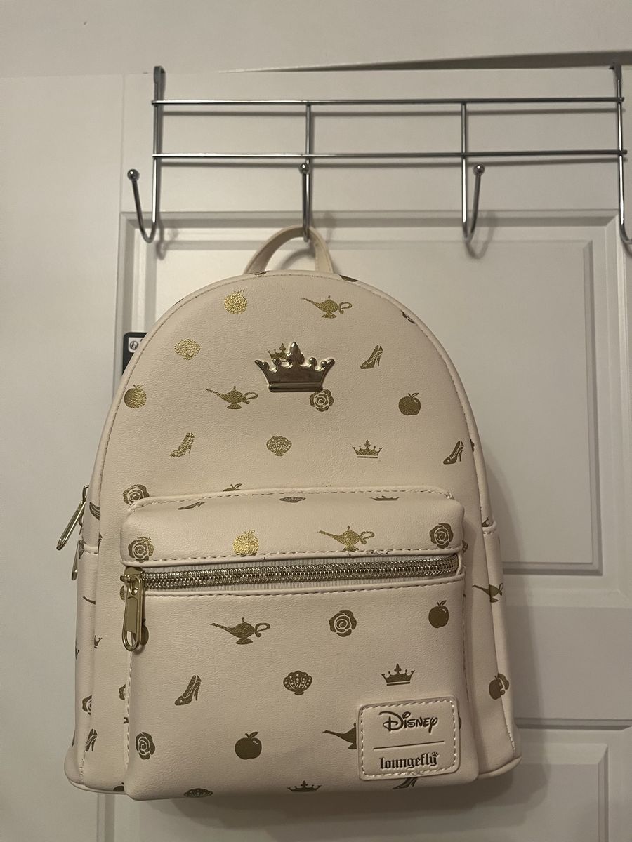 Loungefly Disney Princess Cream Gold Mini Backpack Allover Print New with Tags
