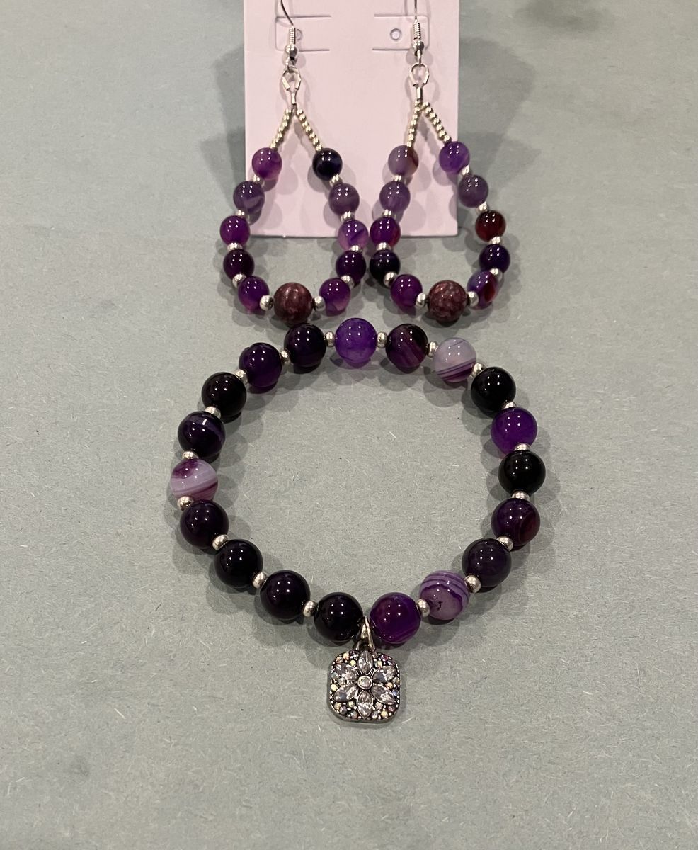 Lapis & Sodalite Gemstone Beaded Stretch Charm Bracelet