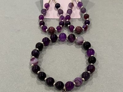 Lapis & Sodalite Gemstone Beaded Stretch Charm Bracelet