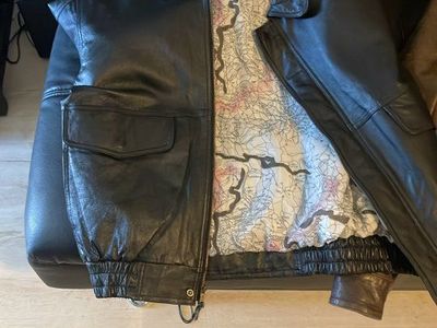 Adventure Bound Vintage Distressed Brown Leather Bomber Jacket Men's M