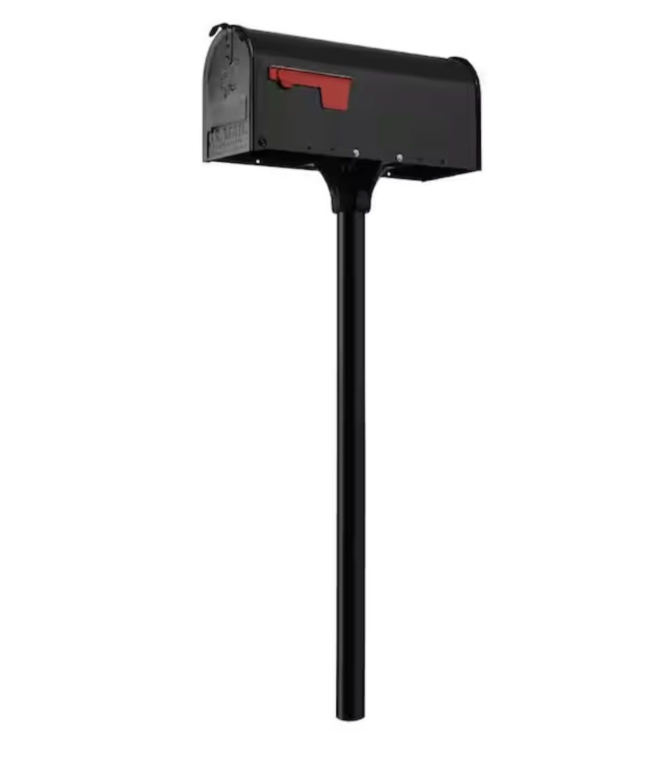 US Mail Medium Capacity Black Mailbox with Post - USPS Approved