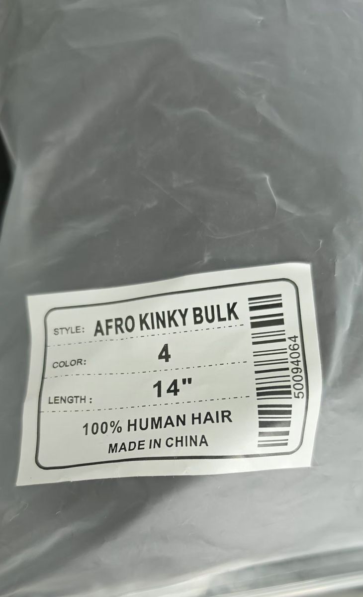 Afro Kinky Bulk 100% Human Hair  14" Length,  3 different colors 4 packages total